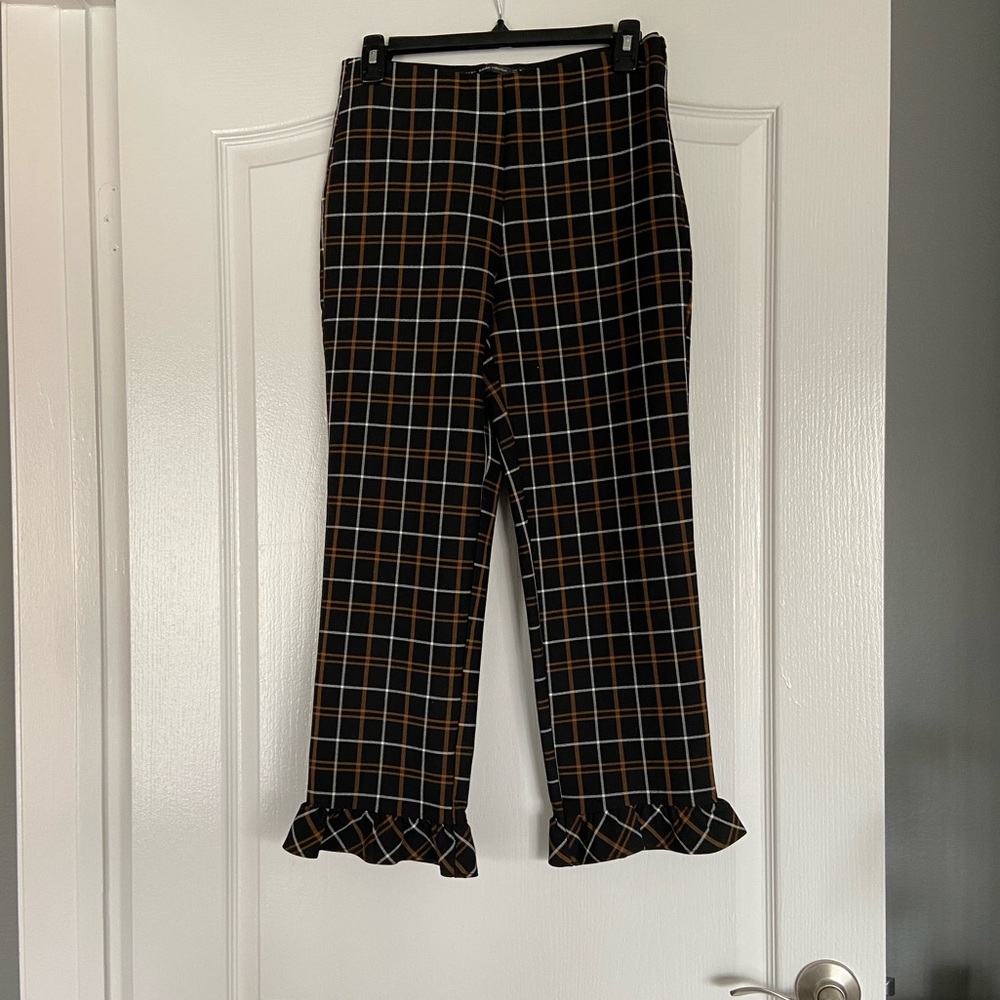Zara plaid cropped trousers